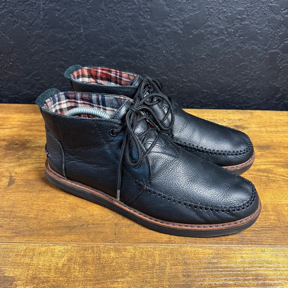 TOMS Chukka Black Leather Ankle Boot Mens Size 9